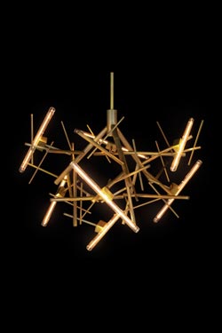 Linea golden chandelier 7 lights. Brand Von Egmond. 