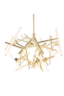Linea chandelier in bright brass 7 lights. Brand Von Egmond. 