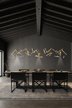 Linea golden chandelier 5 lights. Brand Von Egmond. 
