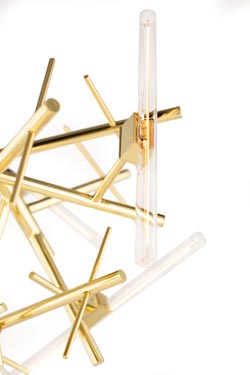 Linea chandelier in bright brass 7 lights. Brand Von Egmond. 