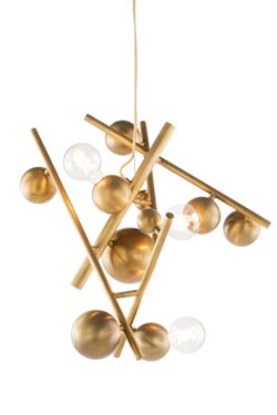 Galaxy constellation pendant light burnished brass 3 lights. Brand Von Egmond. 