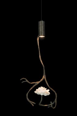 Orpheus plant pendant with white porcelain rose. Brand Von Egmond. 