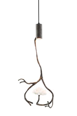 Orpheus suspension végétale avec rose blanche en porcelaine. Brand Von Egmond. 