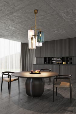 Louise asymmetrical pendant Atelier chic 5 lights. Brand Von Egmond. 