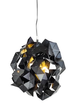 Futuristic origami pendant in polished stainless steel. Brand Von Egmond. 