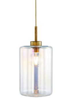 Louise pendant one light lantern in iridescent glass. Brand Von Egmond. 
