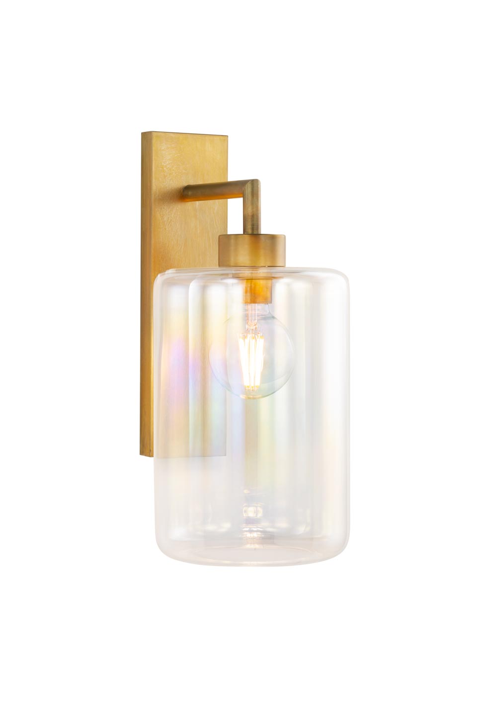 Louise chic Atelier wall lamp with iridescent glass lantern. Brand Von Egmond. 