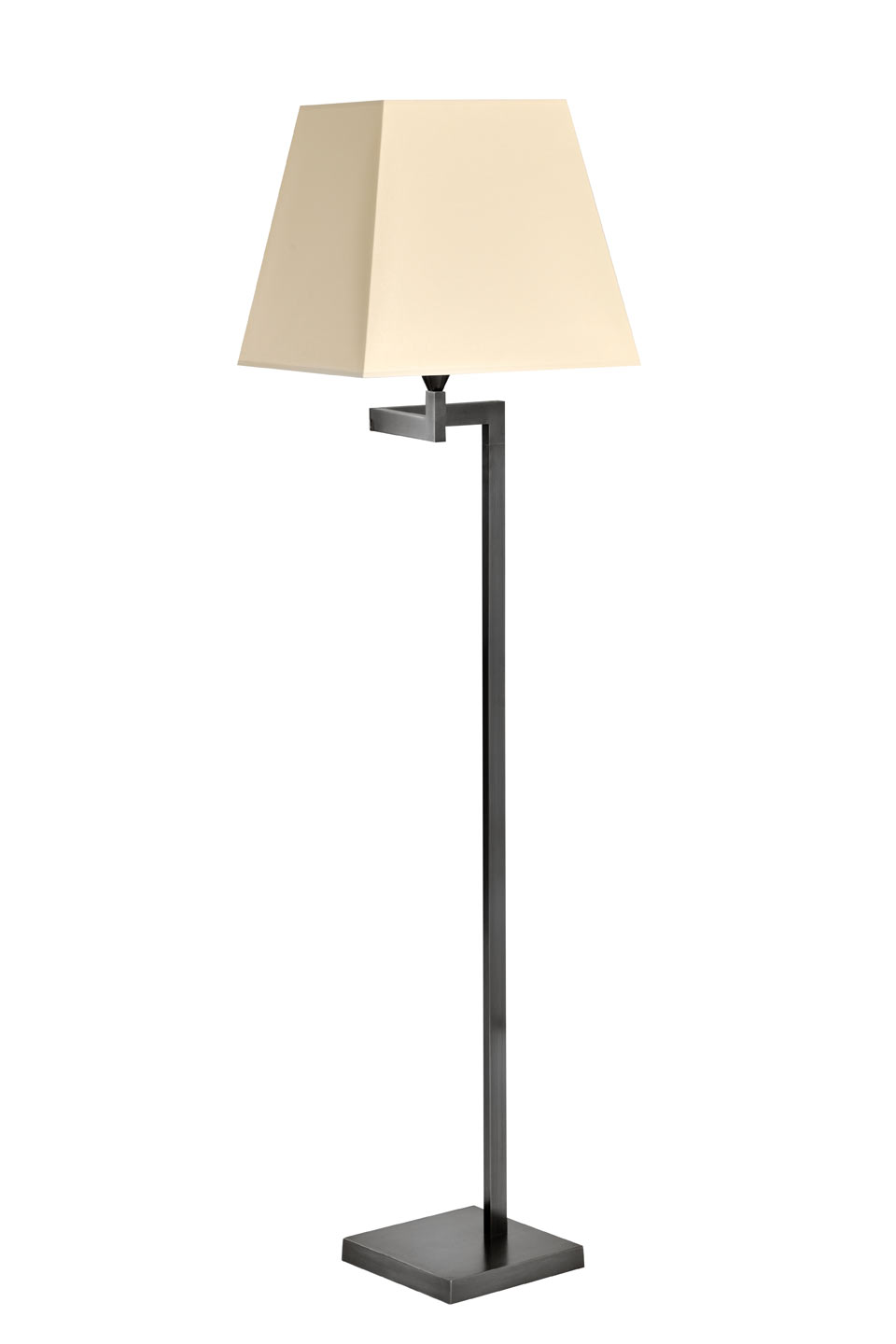 Articulated Black Patinated Floor Lamp Ivory Shade Ld59