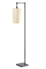 Articulated reading lamp in stem, patinated black metal, cylinder shade LD32. Casadisagne. 