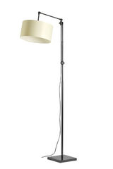 Large floor lamp reading lamp with gallows, round lampshade black patinated metal LD30. Casadisagne. 