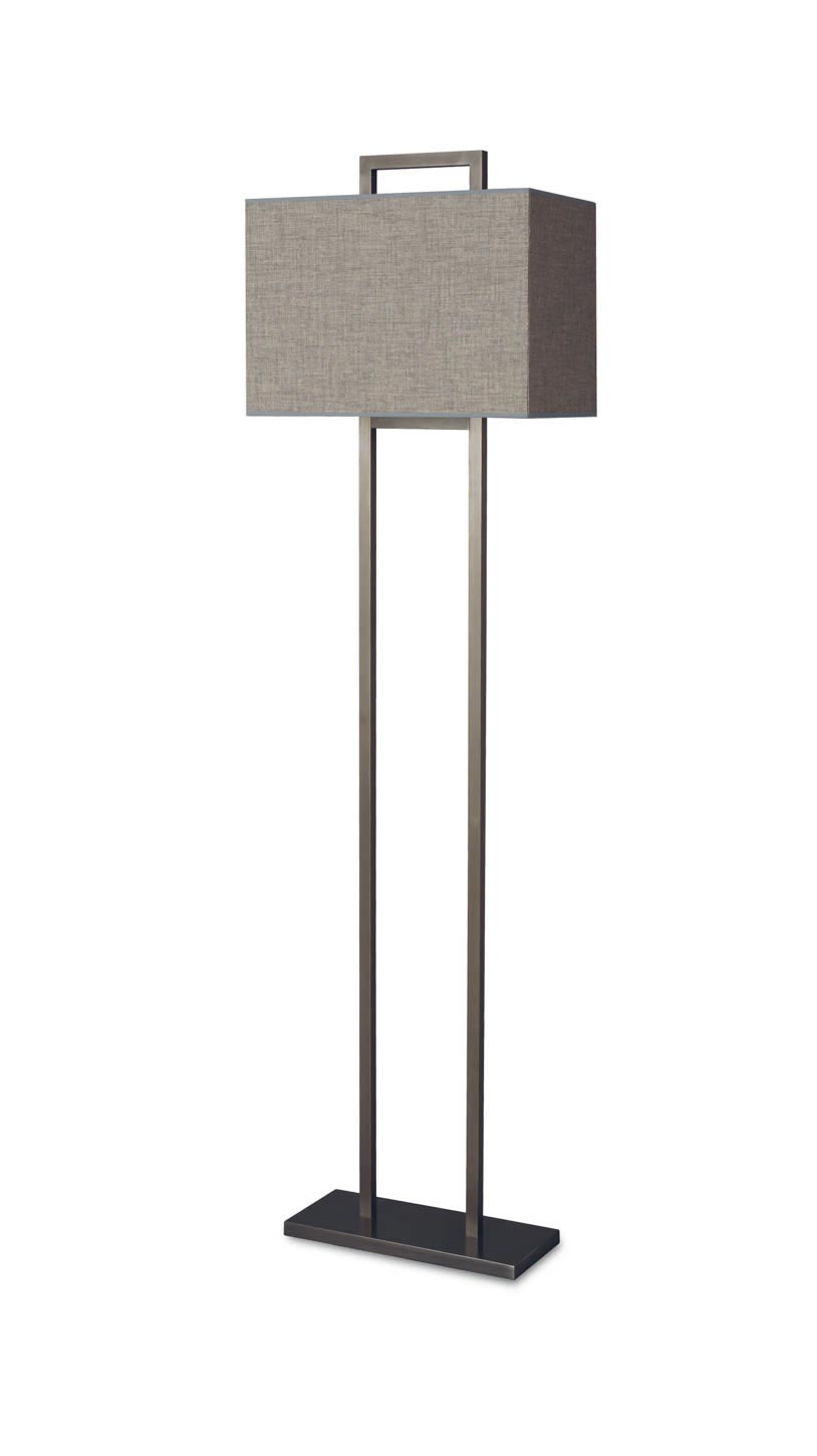 Patinated Bronze Floor Lamp Gray Shades, Rectangular Floor Lamp Shade