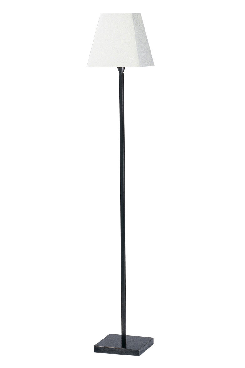 Slim Floor Lamp White Pyramid Lampshade And Square Base Patina