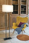 Floor lamp with gray linen lampshade LD64. Casadisagne. 