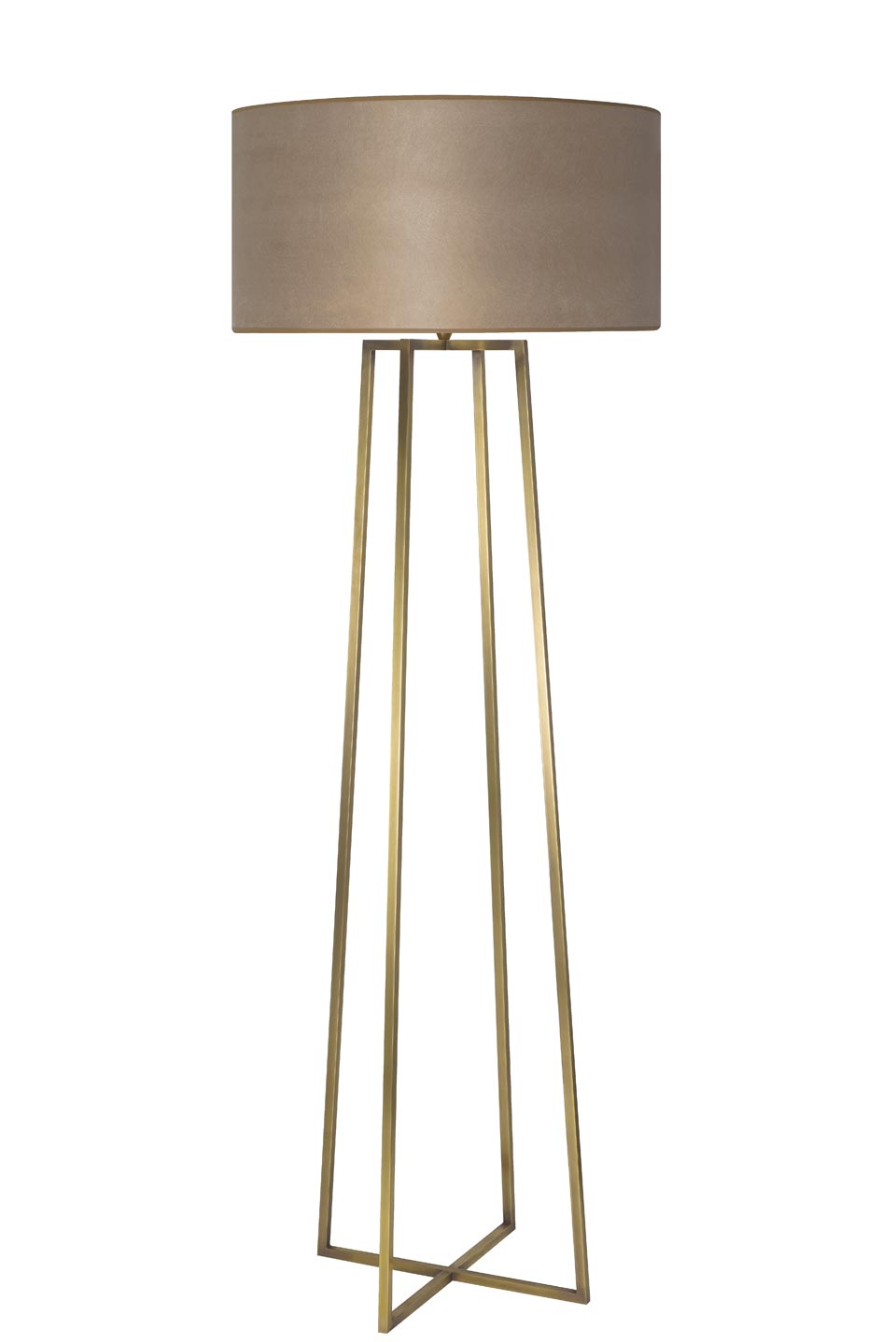 Grand lampadaire quatre pieds reliés en laiton LD76. Casadisagne. Grand lampadaire quatre pieds reliés en laiton LD76. Casadisagne.