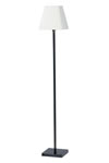 Lampadaire droit fin abat-jour blanc en pyramide et socle carré patine noire 135cm LD58. Casadisagne. 