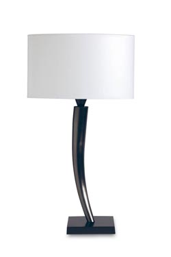 Lampe classique abat-jour cylindrique blanc pied courbe L150. Casadisagne. 