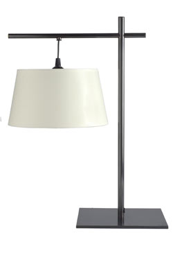 Lampe métal patiné noir forme potence L141. Casadisagne. 