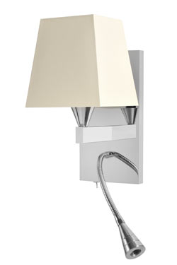 Bright nickel finish bedside wall lamp with flexible LED AL008. Casadisagne. 