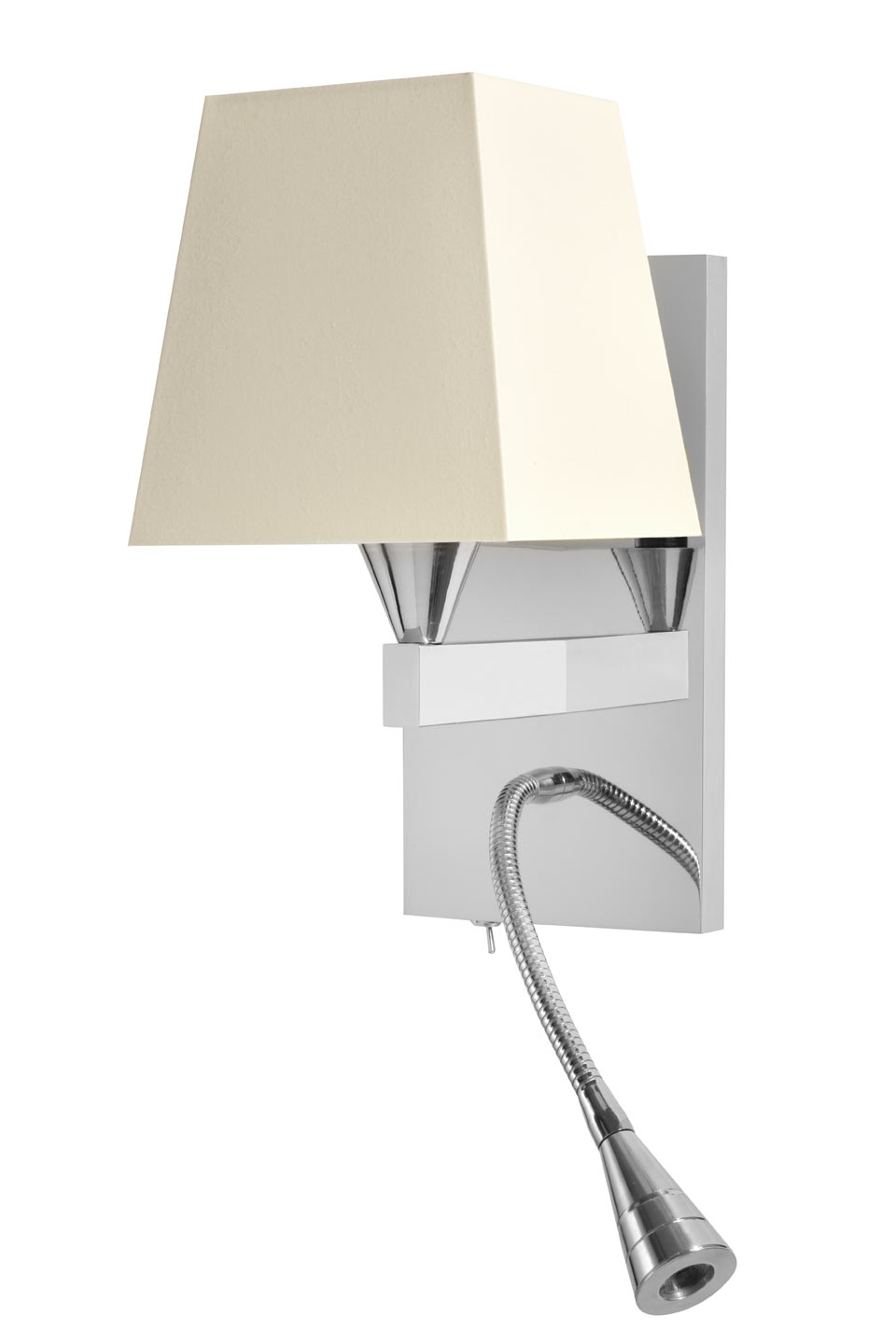 Bright nickel finish bedside wall lamp with flexible LED AL008. Casadisagne. 