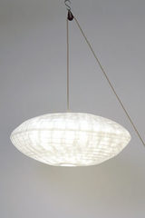 Cumulus up and down in Japanese paper with pulley, ivory cable. Céline Wright. Cumulus up and down in Japanese paper with pulley, ivory cable. Céline Wright.