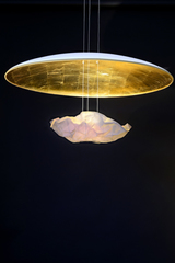 Eclaircie white and golden pendant. Céline Wright. 