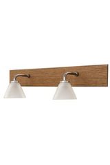 Double bathroom wall lamp in light oak and sandblasted glass Bemol. Concept Verre. Double bathroom wall lamp in light oak and sandblasted glass Bemol. Concept Verre.