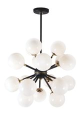 Atom art deco chandelier balls in opal white glass 18 lights. Concept Verre. Atom art deco chandelier balls in opal white glass 18 lights. Concept Verre.
