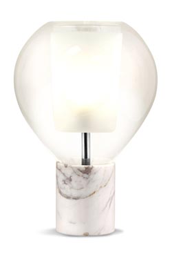 Circé lampe de table en marbre blanc. Concept Verre. 