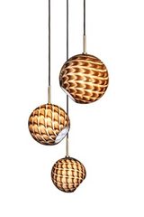 Dune suspension 3 boules en verre écaille chocolat. Concept Verre. Dune suspension 3 boules en verre écaille chocolat. Concept Verre.