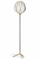 Gaia floor lamp irregular sphere opal white and brushed brass. Concept Verre. 