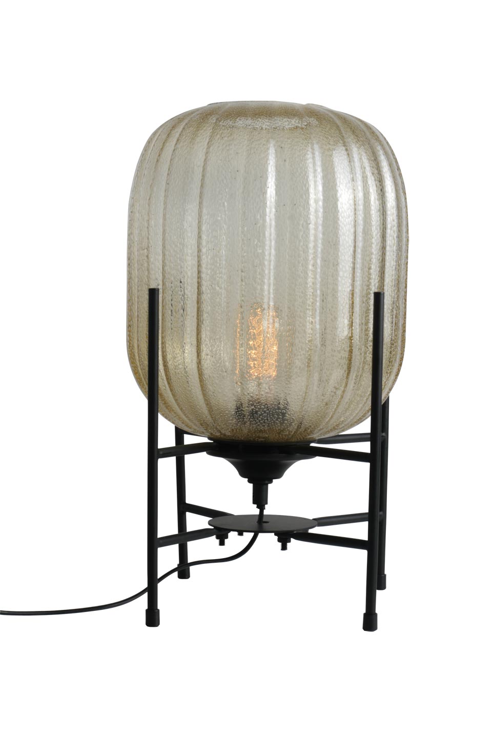 Pieds Noir Lampe Verre Soufflé BulléStructure 4 Table En Strié VintageLampion De Métal Et DEW2H9I
