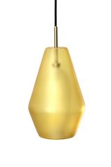 Kasar suspension allongée en verre satiné jaune. Concept Verre. Kasar suspension allongée en verre satiné jaune. Concept Verre.