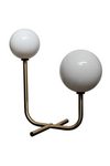 Lampe de table art-déco dorée, deux sphères blanches. Concept Verre. 