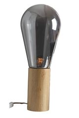 Lampe grosse ampoule, verre smocky chrome et bois clair Maestro. Concept Verre. Lampe grosse ampoule, verre smocky chrome et bois clair Maestro. Concept Verre.