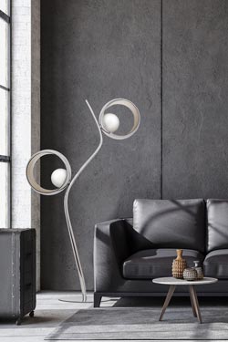 Okio Totem floor lamp chrome metallic glassware. Concept Verre. 