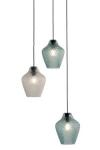 Api pendant three lights in turquoise glass. Concept Verre. 