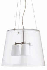 Chorus transparent pendant with white verrines. Concept Verre. Chorus transparent pendant with white verrines. Concept Verre.