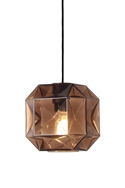 Senso geometric pendant in bronze finish glass. Concept Verre. 