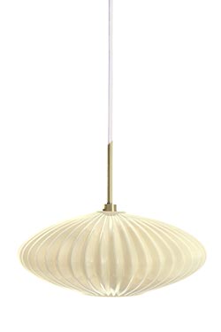 Serail pendant ellipse ivory pleated glass. Concept Verre. 