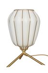 Selene lampe de table lanterne verre opale blanc et laiton brossé . Concept Verre. 