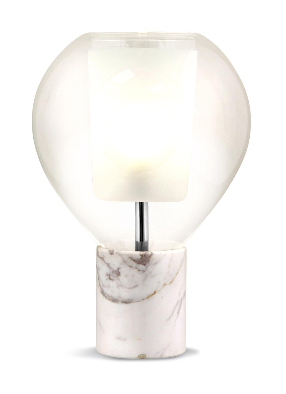 Circé White Marble Table Lamp, Large Clear Glass Base Table Lamp