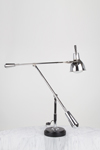 Large EB27 desk lamp chrome and wood base. Contract&More. 