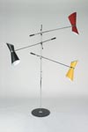 Stilnovo floor lamp three lights, red, yellow and black. Contract&More. 