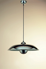 Chrome cupola and shield pendant, white interior. Contract&More. Chrome cupola and shield pendant, white interior. Contract&More.