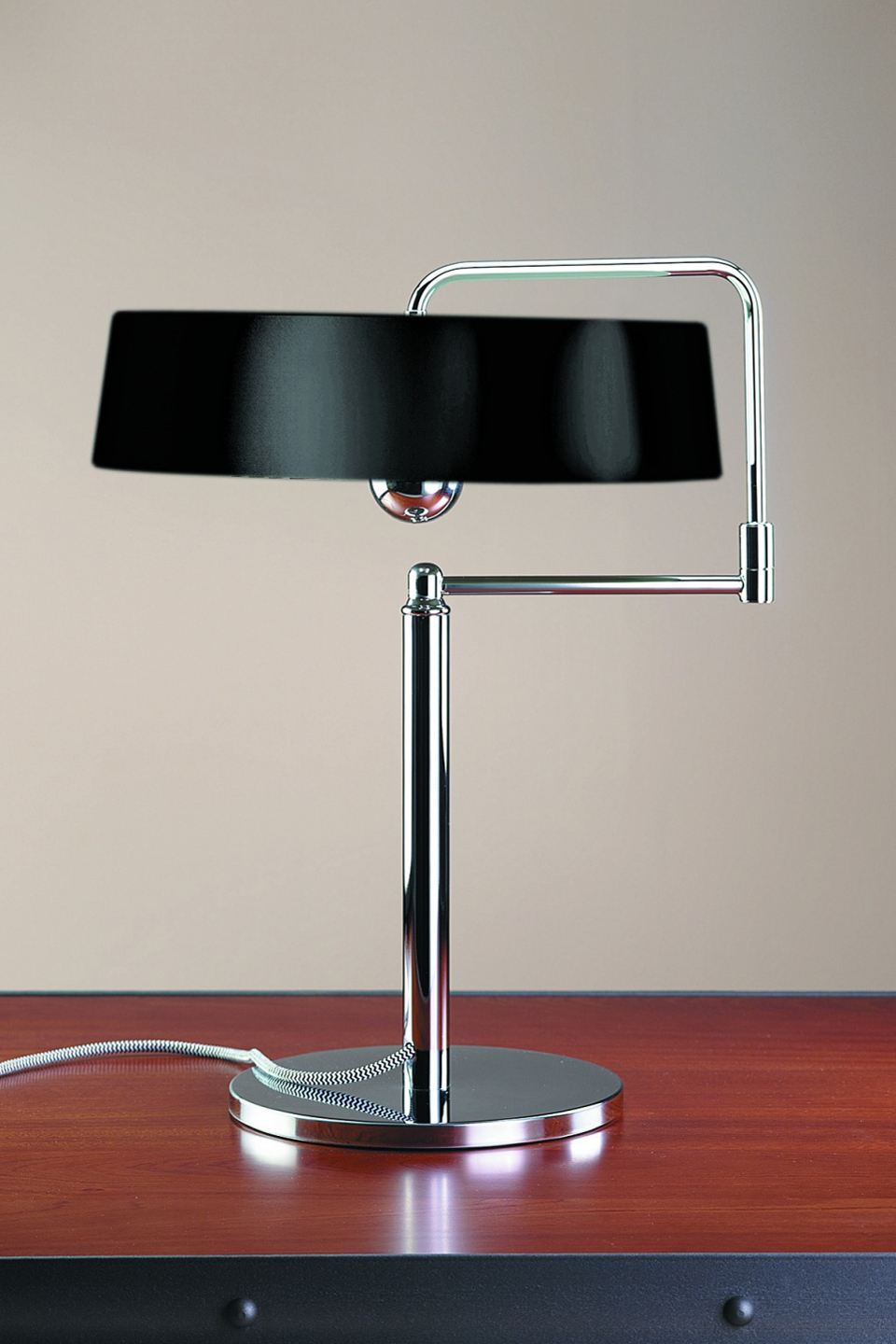 Black And Chrome Table Lamp By Pierre, Chrome Table Lamps With Black Shades