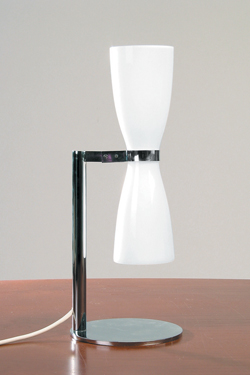 Double reflector table lamp in white opal glass. Contract&More. 