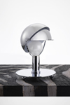 Small table lamp helmet in chromed metal. Contract&More. 