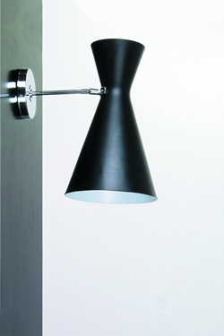 Black double metal cone wall light, direct and indirect lighting. Contract&More. 