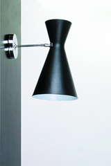Black double metal cone wall light, direct and indirect lighting. Contract&More. Black double metal cone wall light, direct and indirect lighting. Contract&More.