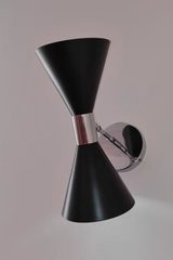 Wall lamp black lacquered double cone. Contract&More. Wall lamp black lacquered double cone. Contract&More.